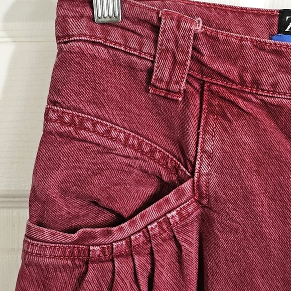 Zara The 80s Collection High Waist Jeans 6 Pink Casual Punk Kidcore Pleats Baggy - Picture 5 of 8